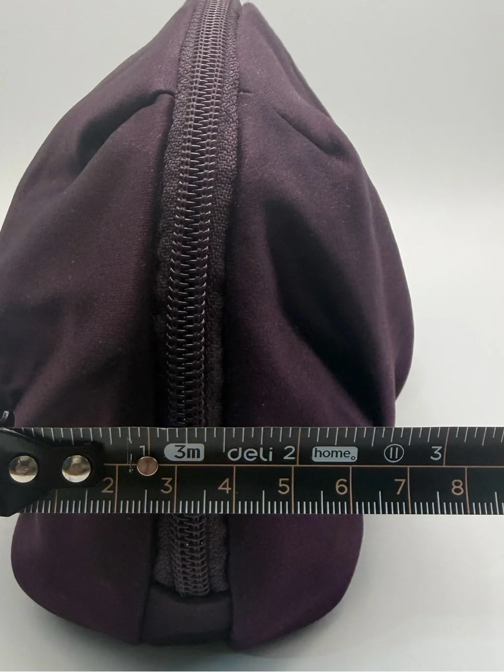 Lancome Plum Curved Satin Zip Pouch